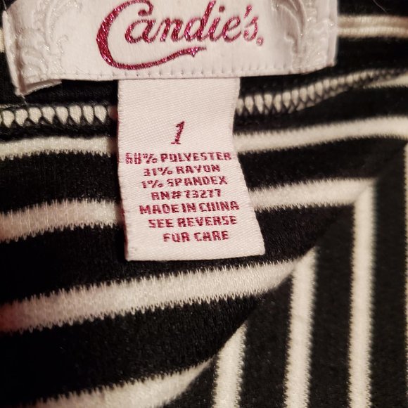 Candie's Black & White Striped Circle Skirt - Picture 4 of 5